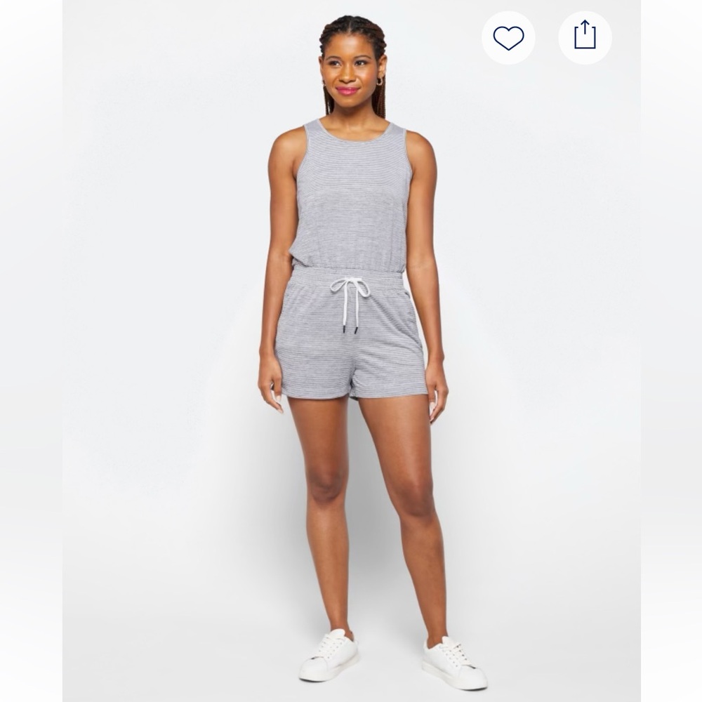Gray Sleeveless Romper - Weflex active surplice back romper